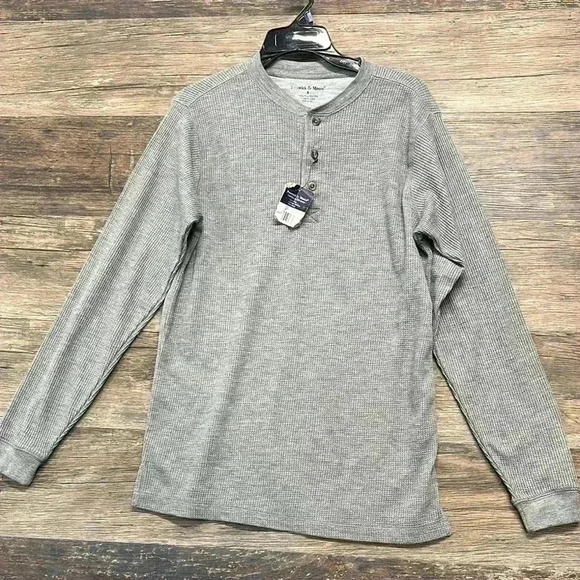 Preswick & Moore Gray Long Sleeve Thermal Sleep Tee Men’s Small - Picture 1 of 4